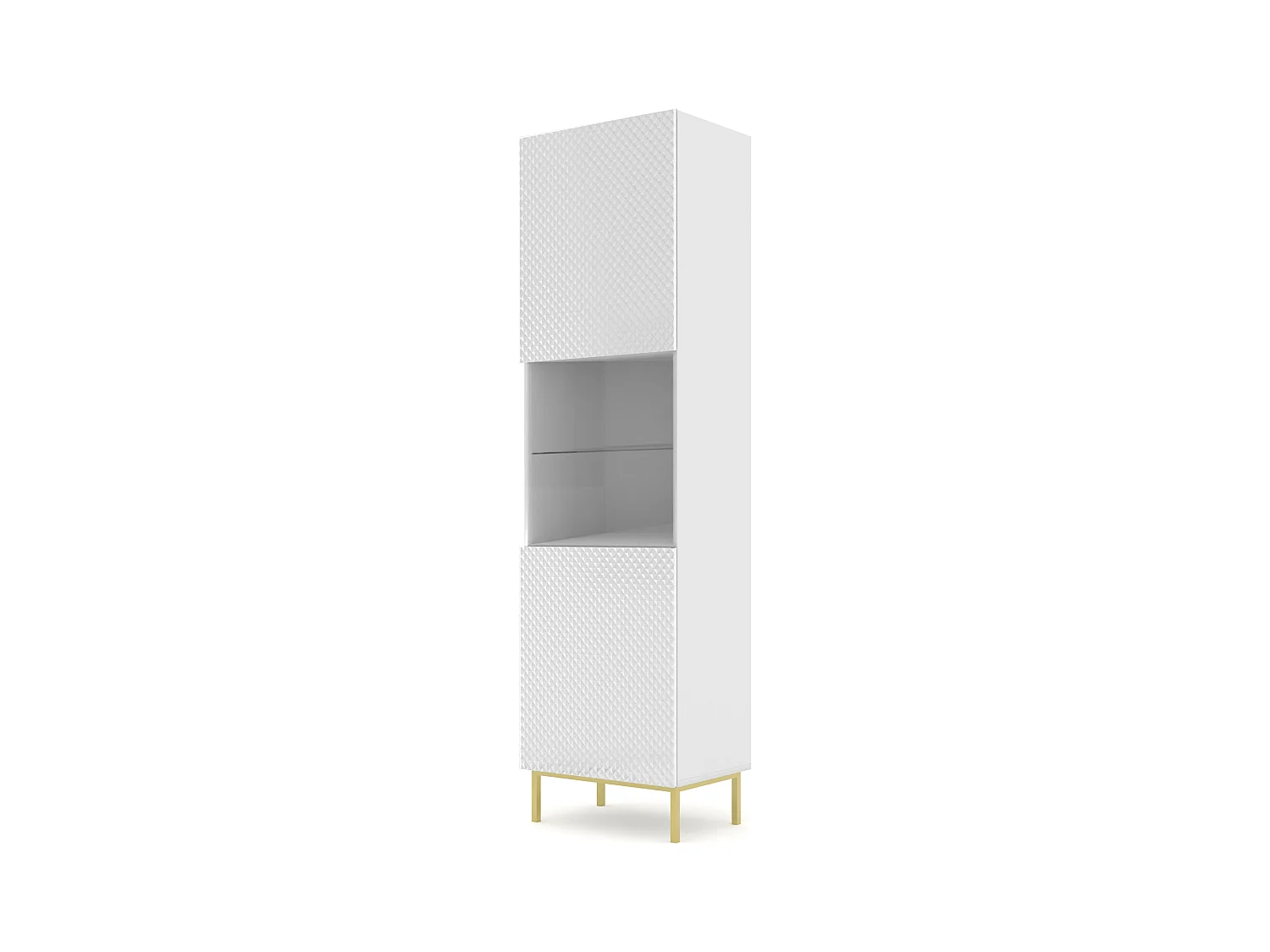 Vitrine  Ravenna C 1DS 60 cm blanc brillant avec cadre