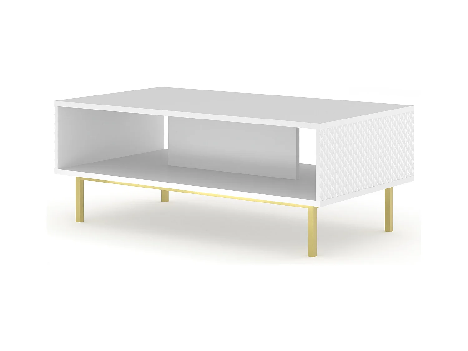 Table basse RAVENNA C 90x60 cm blanc brillant avec cadre