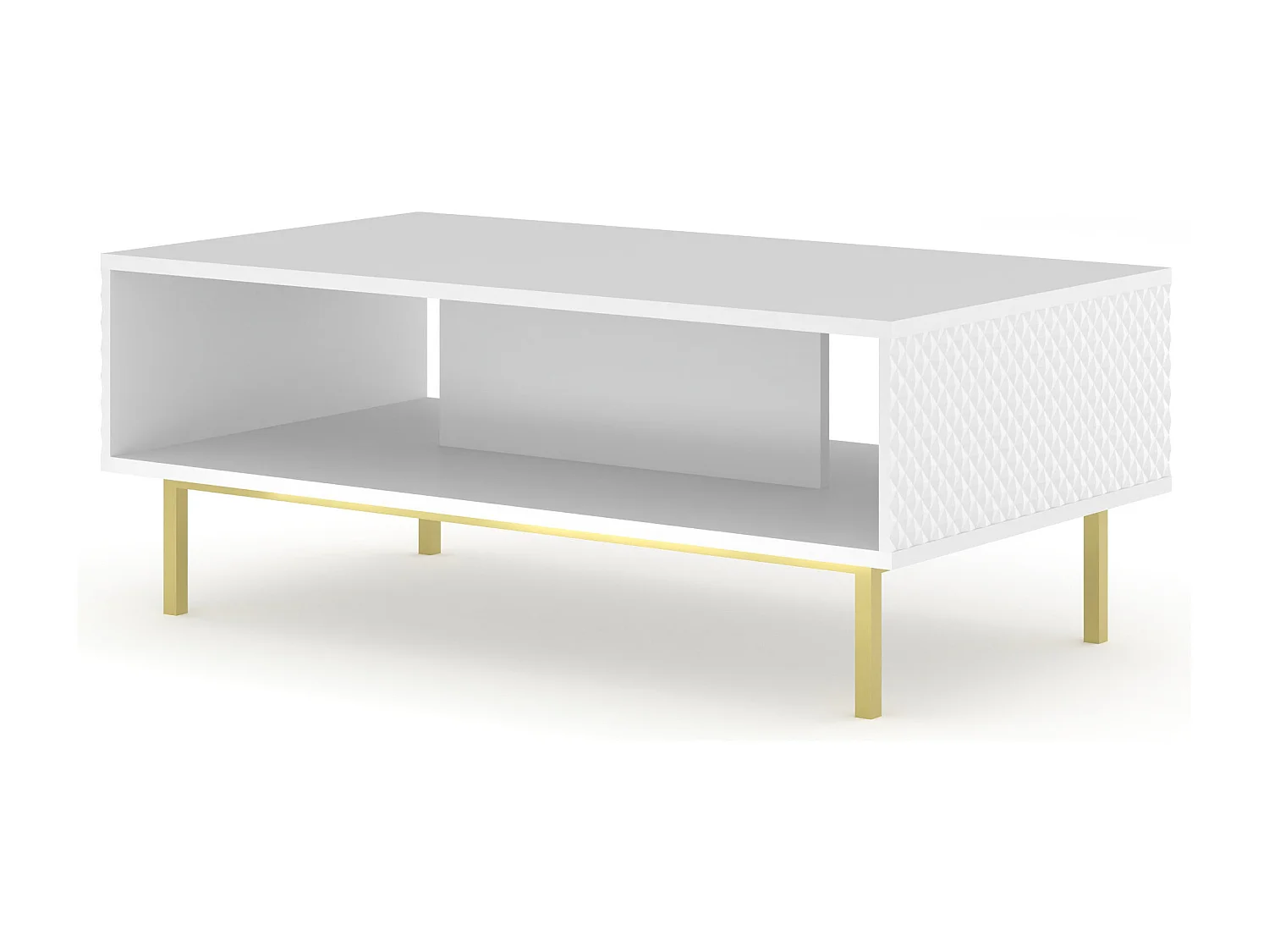 Table basse RAVENNA C 90x60 cm blanc brillant avec cadre