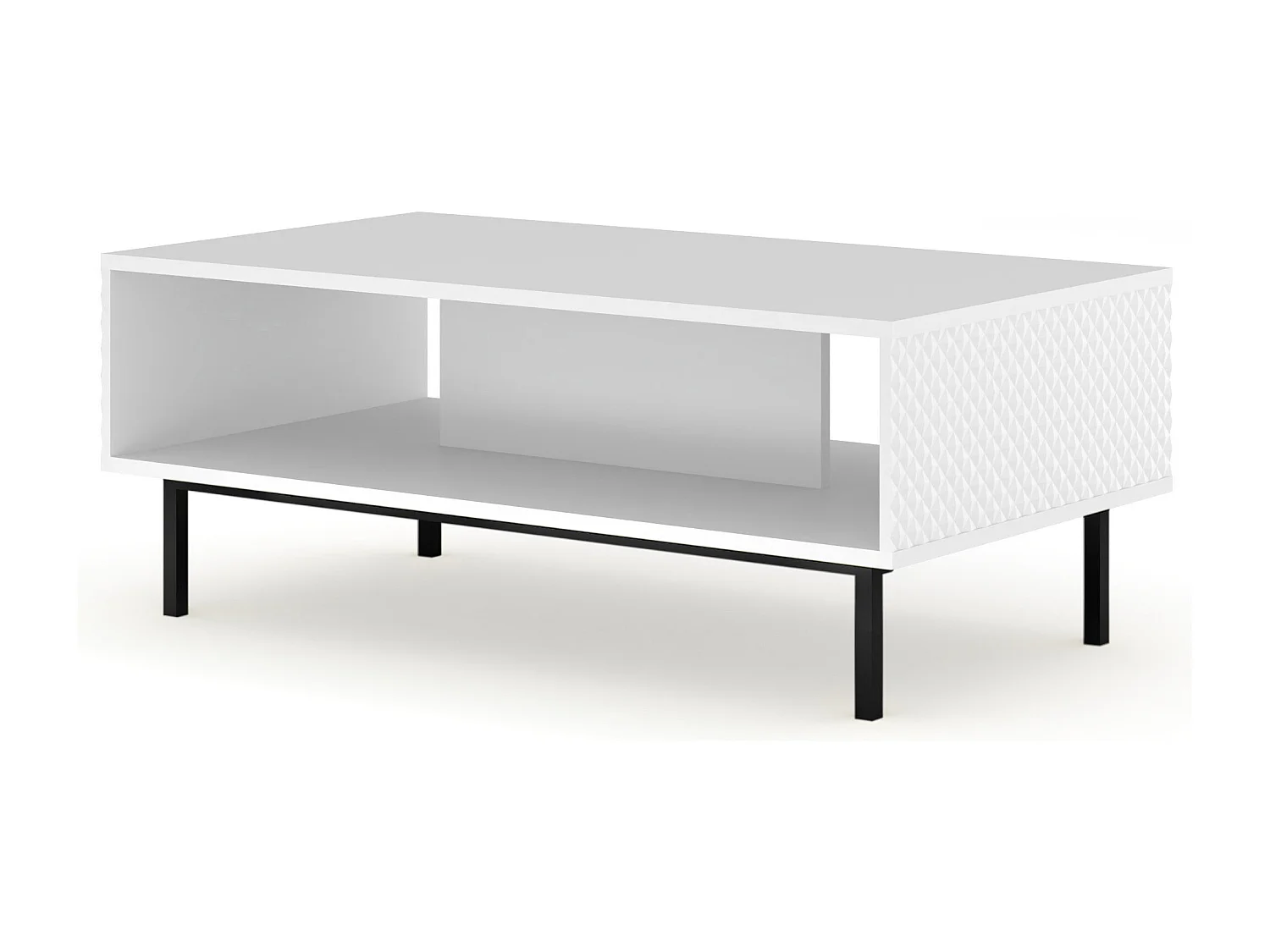Table basse RAVENNA C 90x60 cm blanc brillant avec cadre