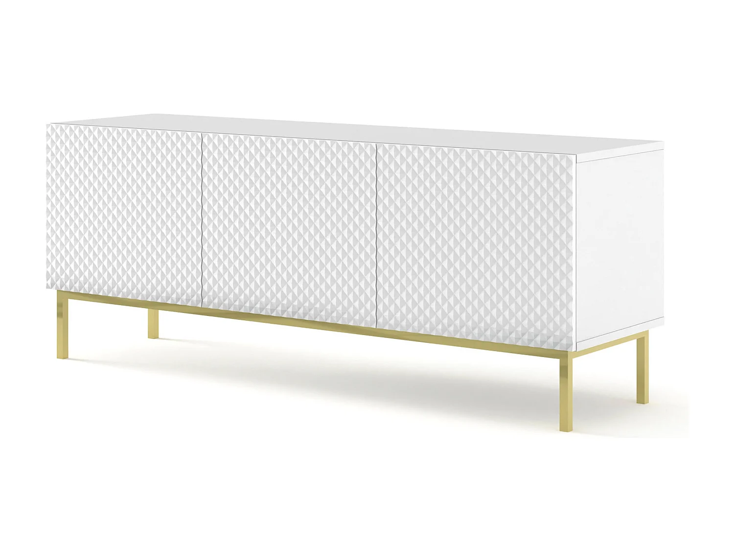 Meuble TV Ravenna C 150 cm 3D blanc brillant avec cadre