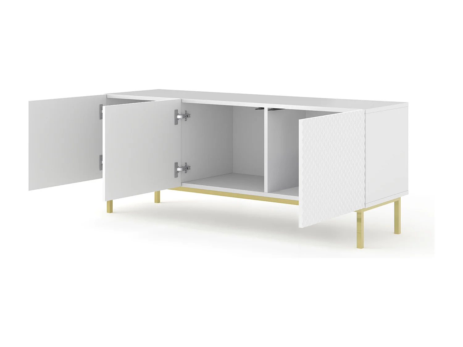 Meuble TV Ravenna C 150 cm 3D blanc brillant avec cadre