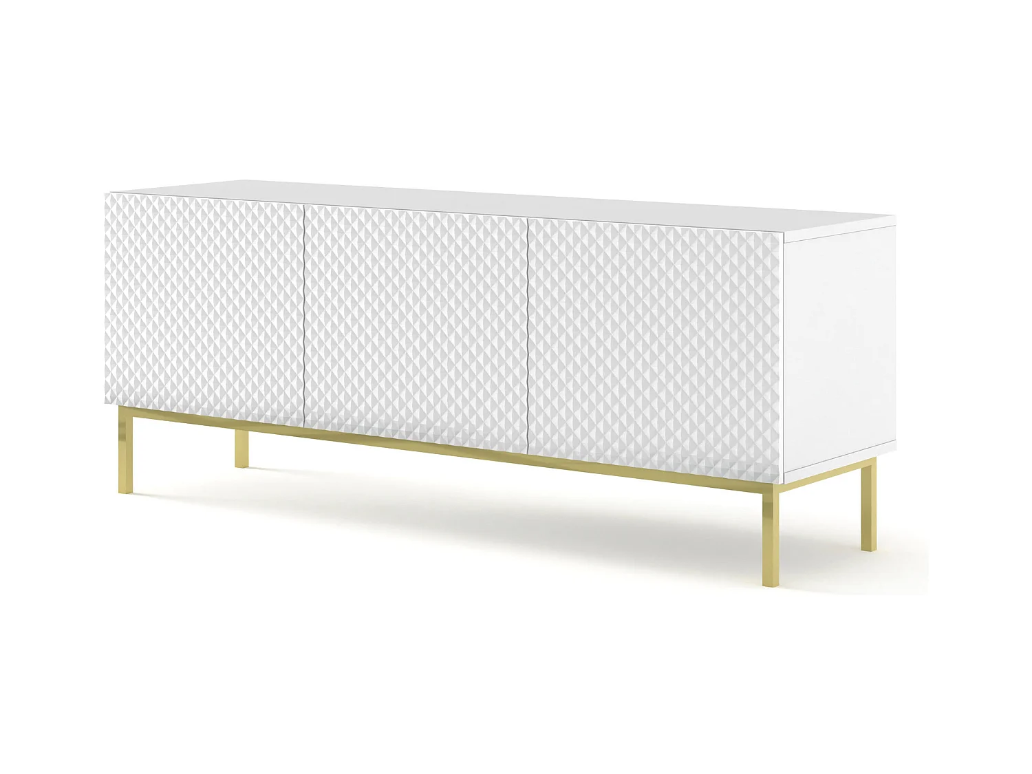 Meuble TV Ravenna C 150 cm 3D blanc brillant avec cadre