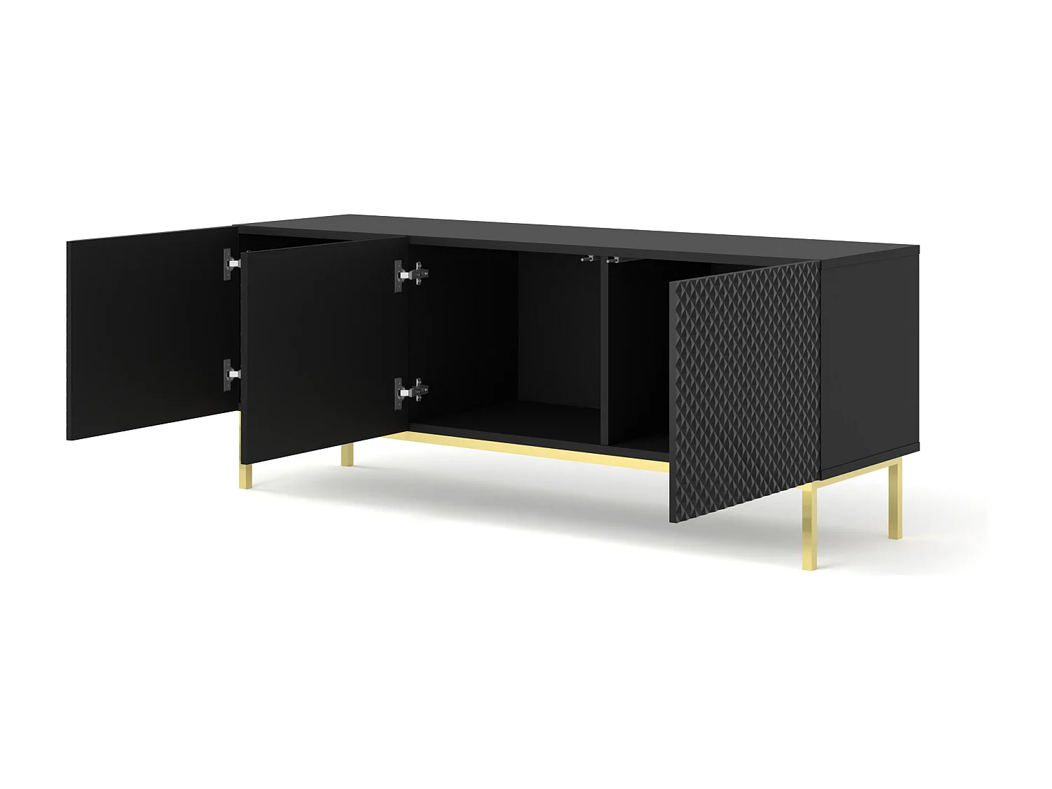 TV-Möbel Ravenna C 150 cm 3D glänzend schwarz mit Rahmen