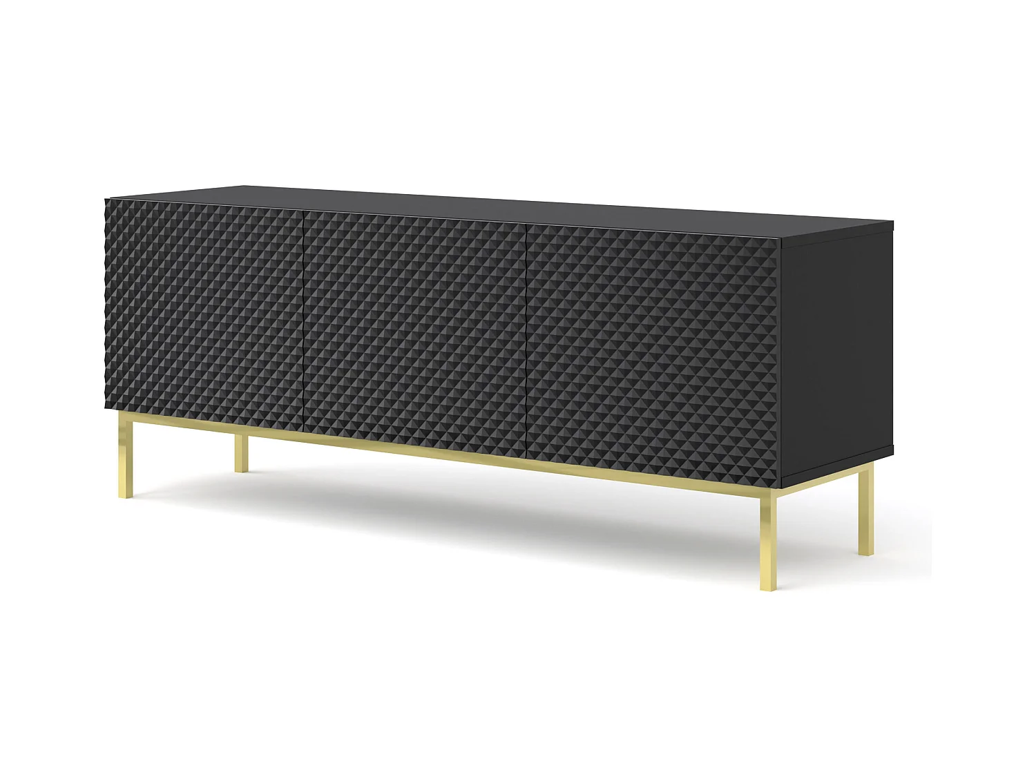Meuble TV Ravenna C 150 cm 3D noir brillant avec cadre