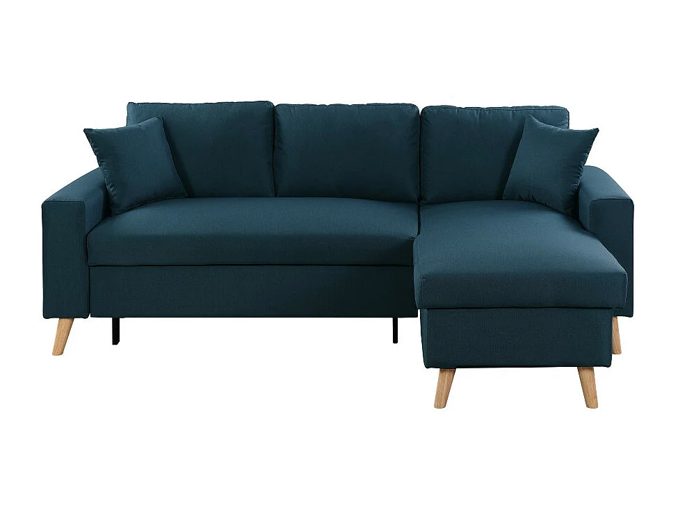 Canapé d'angle convertible 3 places Artik tissu Bleu