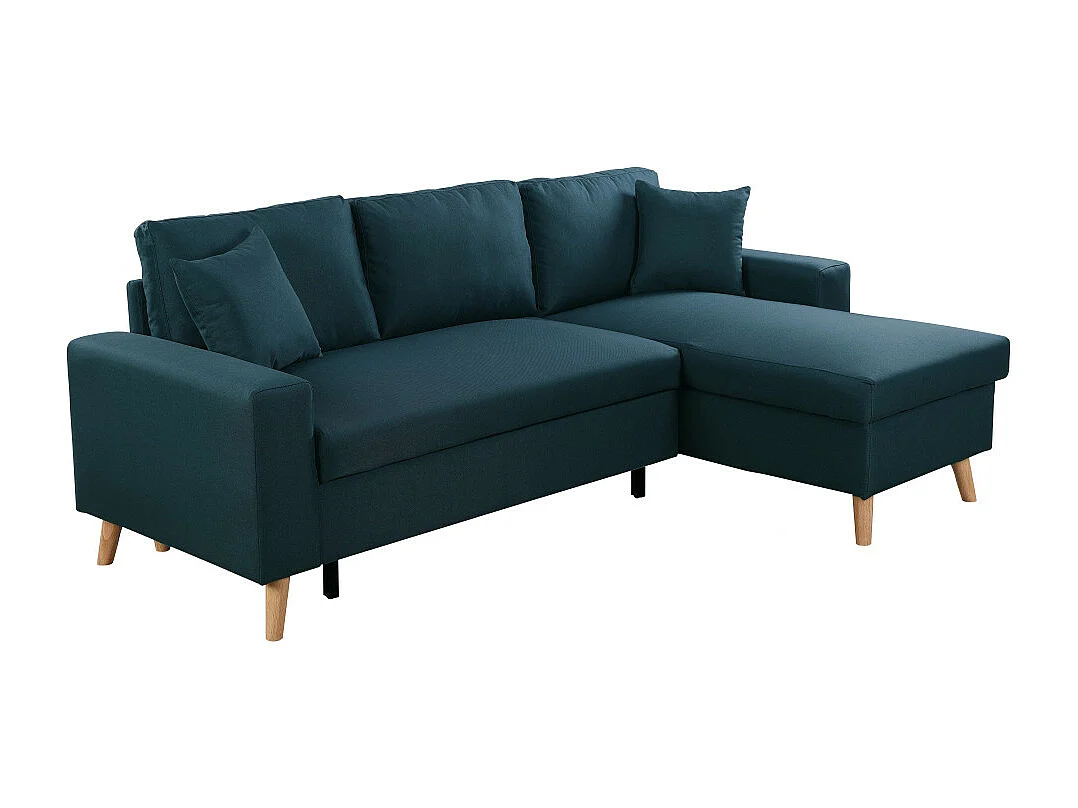 Canapé d'angle convertible 3 places Artik tissu Bleu