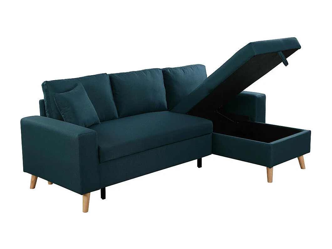 Canapé d'angle convertible 3 places Artik tissu Bleu