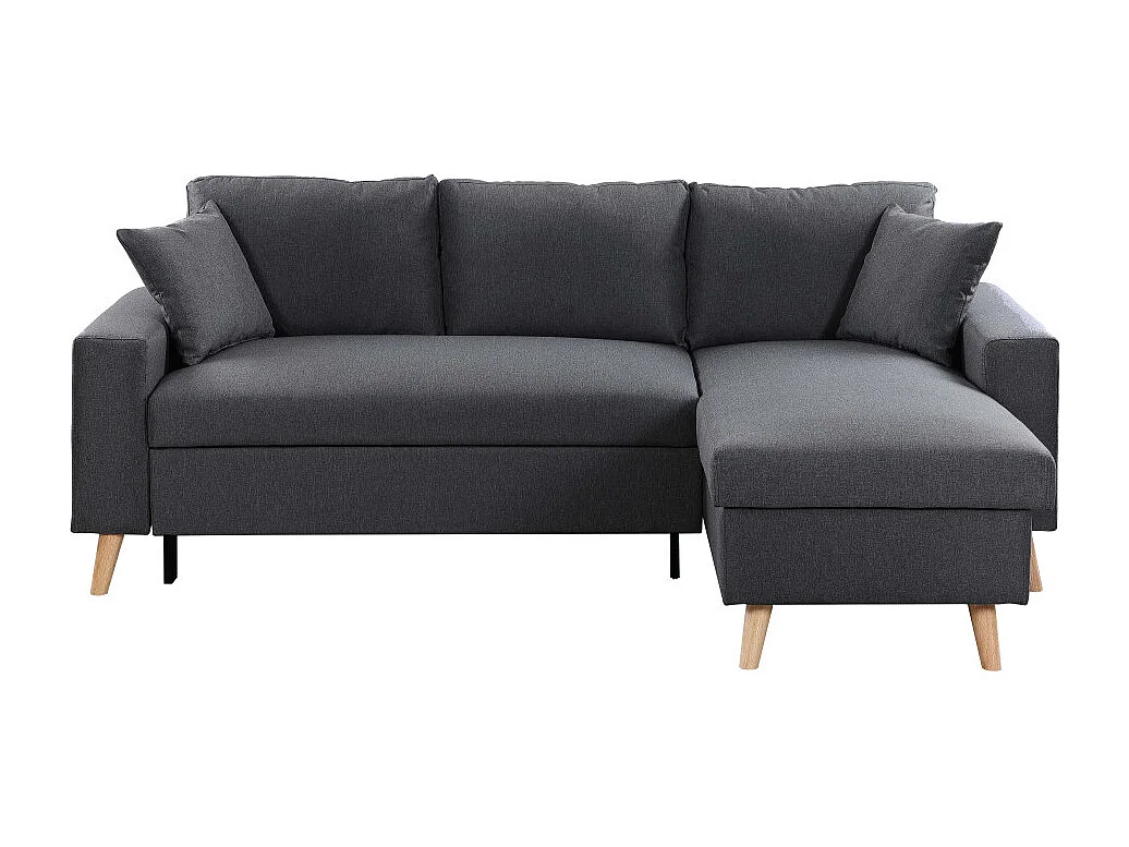 Canapé d'angle convertible 3 places Artik tissu Gris Foncé