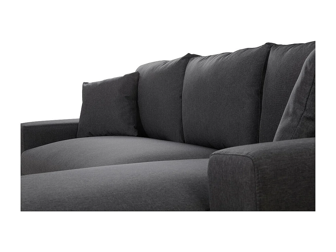 Canapé d'angle convertible 3 places Artik tissu Gris Foncé