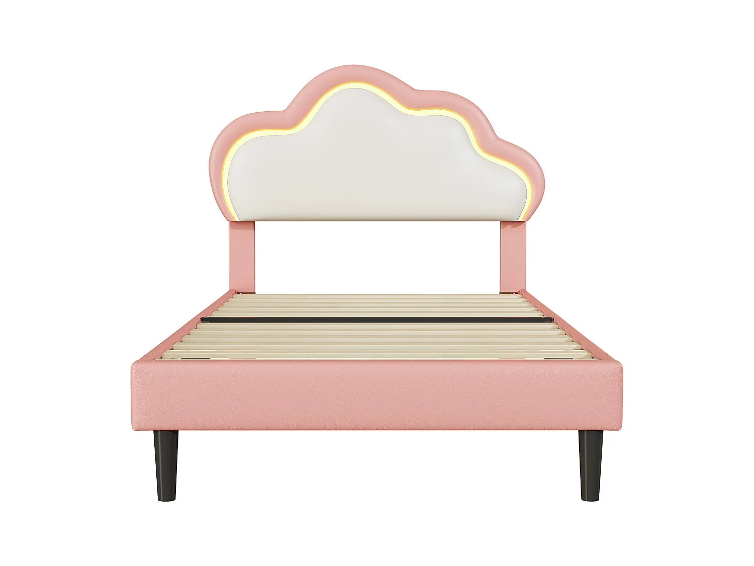 90x200cm Lit simple Lit pour enfant PU Lit de nuage avec lumière LED
