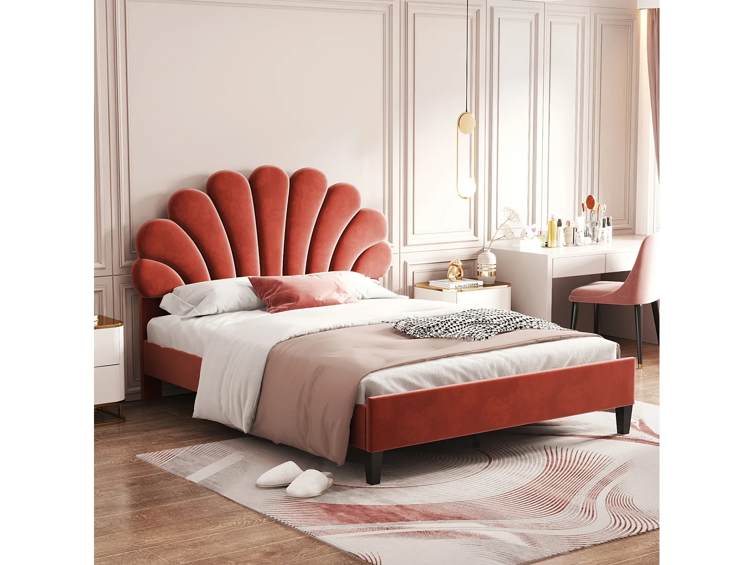 Lit rembourré 140x200cm lit double lit pétale rouge vin tissu velours