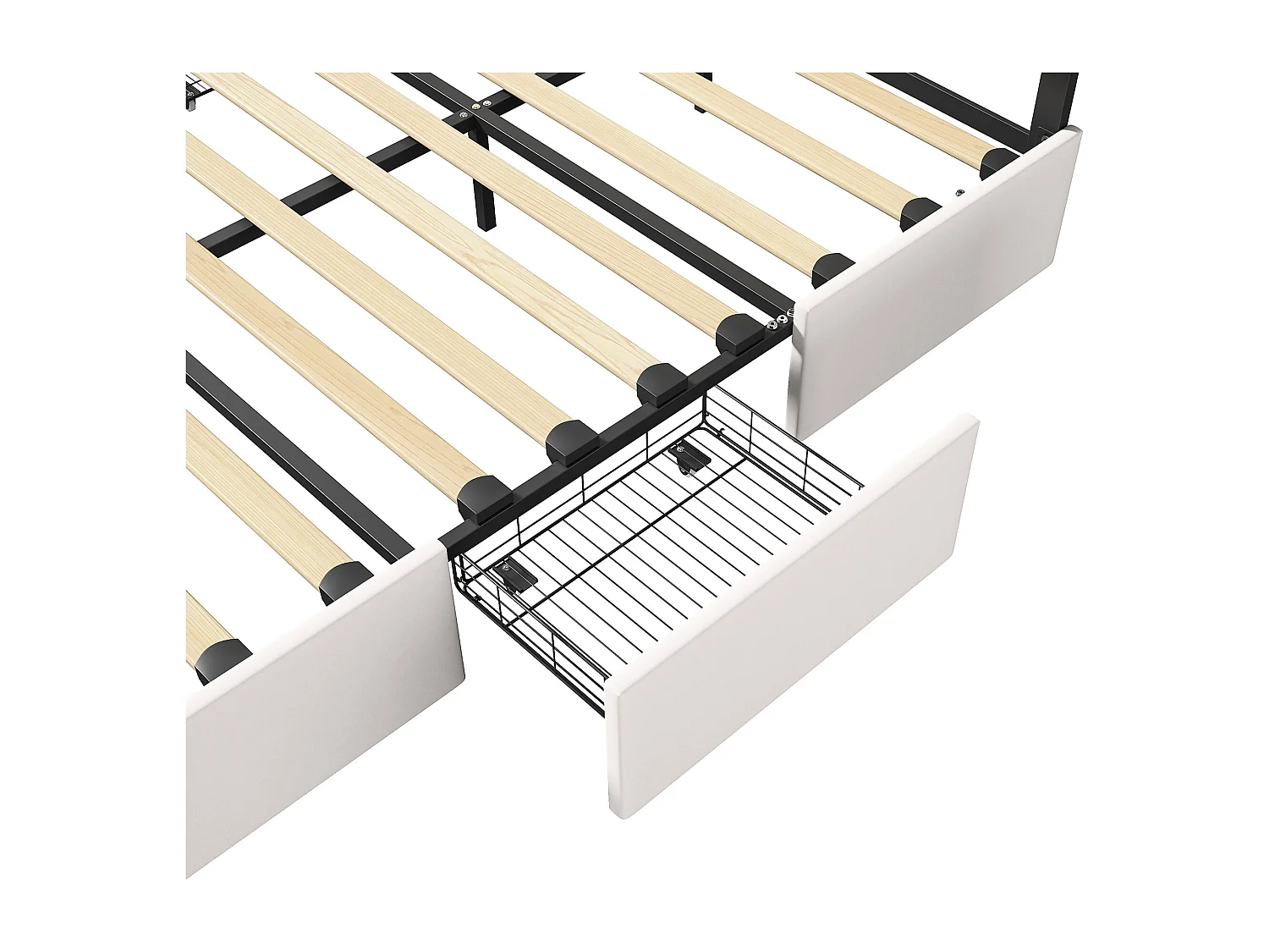 160x200cm gepolstertes Doppelbett mit 4 Schubladen mit LED-Licht