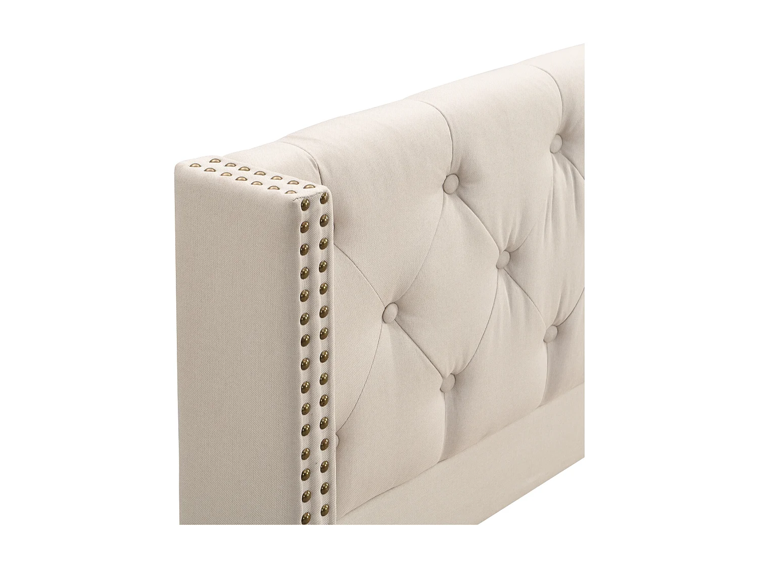 Gestoffeerd bed Tweepersoonsbed Rivet bed 140x190cm Beige