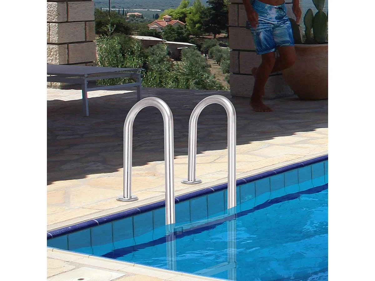 Échelle de Piscine à 3 Marches 1,32m Échelle de Sécurité pour Piscine en 304 Acier Inoxydable Échelle de Marche