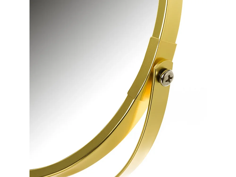 Miroir grossissant double face x2 sur pied en métal doré mat - Longueur 19 x Profondeur 15 x Hauteur 35 cm