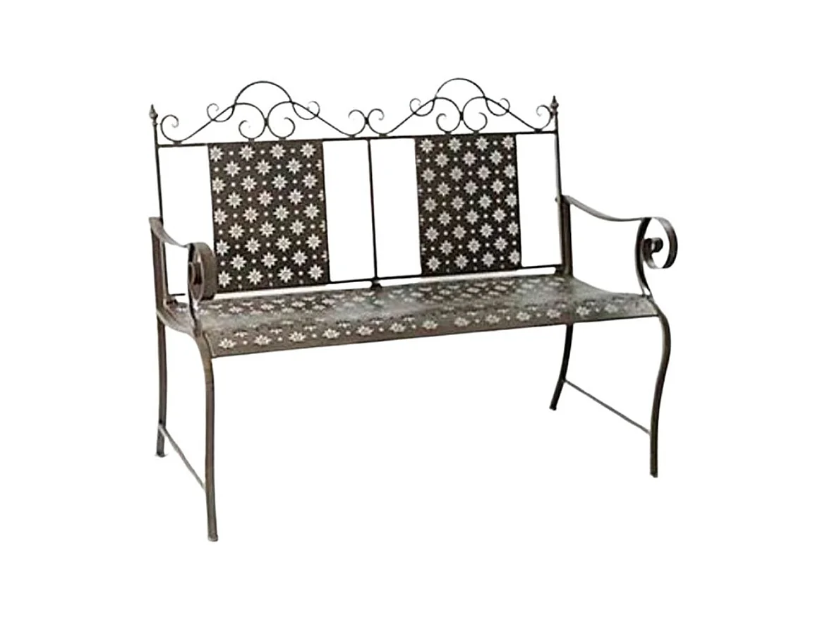 Banc fauteuil ancien de jardin fer marron 116x96 cm