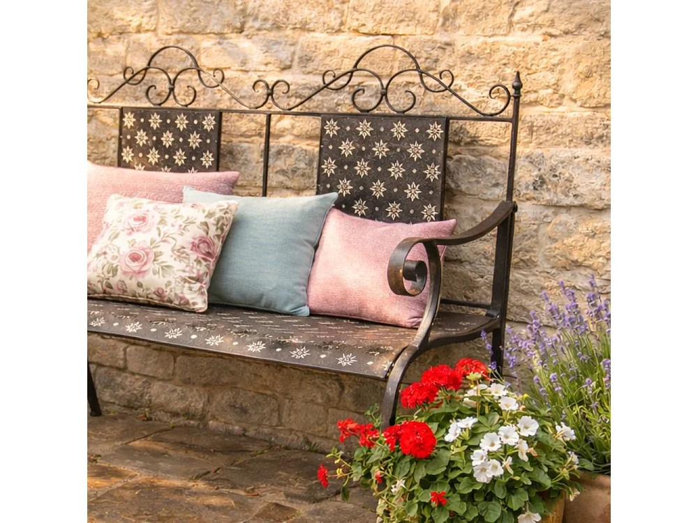 Banc fauteuil ancien de jardin fer marron 116x96 cm