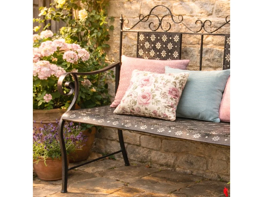 Banc fauteuil ancien de jardin fer marron 116x96 cm