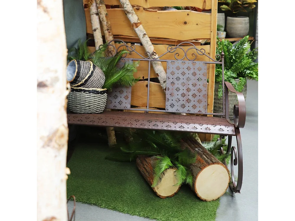 Banc à bascule ancien fauteuil rocking chair de jardin fer marron 120cm