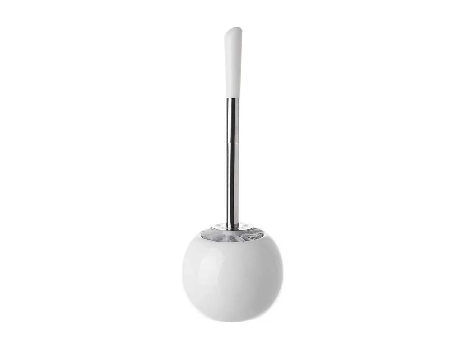Brosse de toilette WC avec support, porte brosse WC en céramique coloris blanc - Diamètre 14 x Hauteur 39 cm