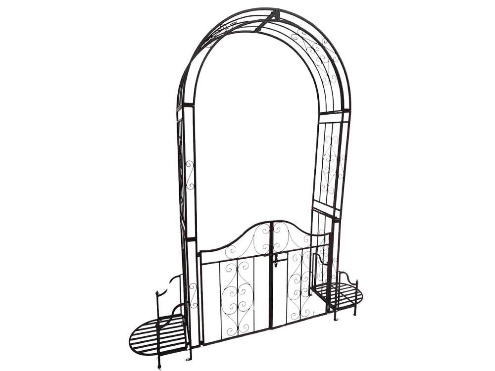 Arche/Portillon à rosiers jardin métal marron L.199 x l.40 x Ht.230 cm