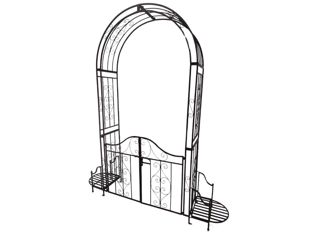 Arche/Portillon à rosiers jardin métal marron L.199 x l.40 x Ht.230 cm