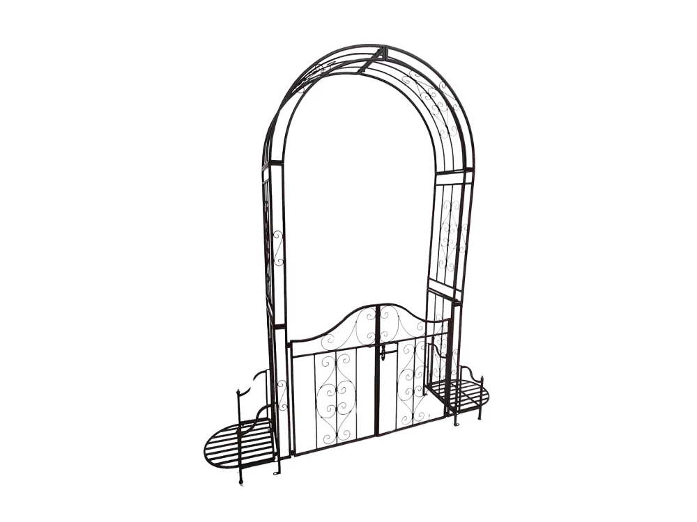 Arche/Portillon à rosiers jardin métal marron L.199 x l.40 x Ht.230 cm