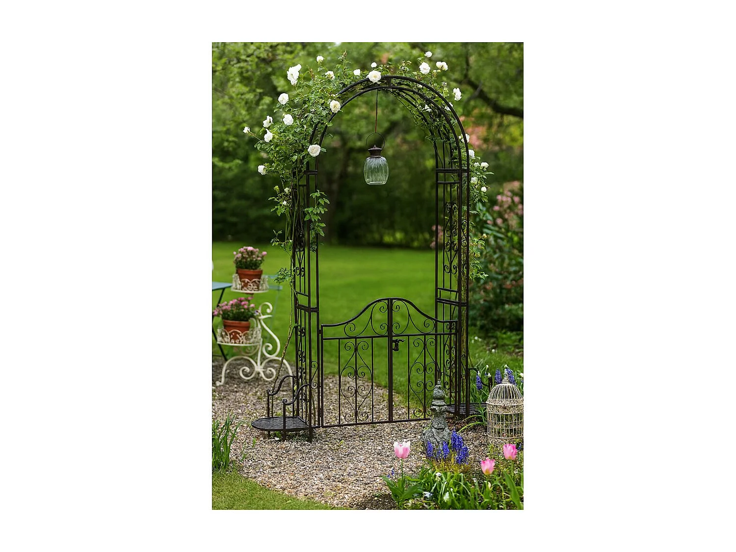 Arche/Portillon à rosiers jardin métal marron L.199 x l.40 x Ht.230 cm