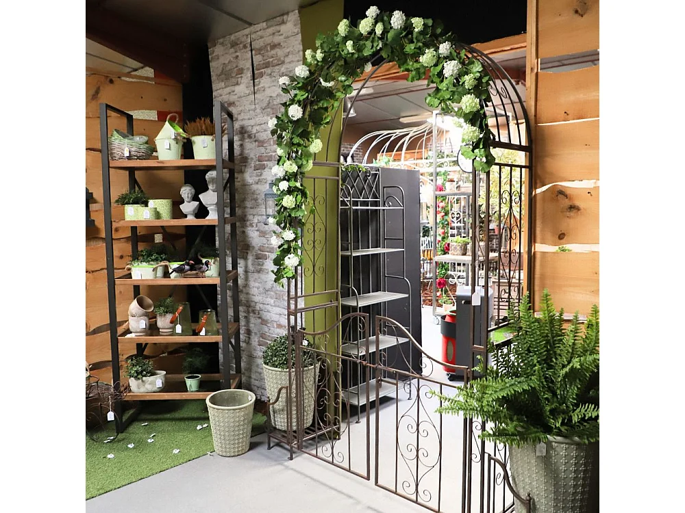 Arche/Portillon à rosiers jardin métal marron L.199 x l.40 x Ht.230 cm