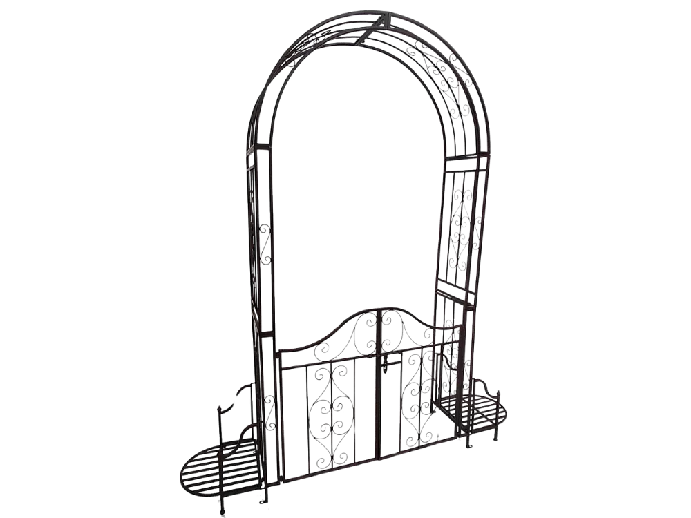 Arche/Portillon à rosiers jardin métal marron L.199 x l.40 x Ht.230 cm