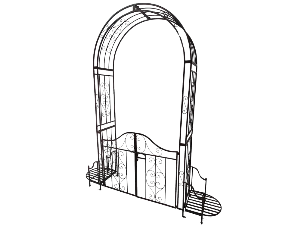 Arche/Portillon à rosiers jardin métal marron L.199 x l.40 x Ht.230 cm