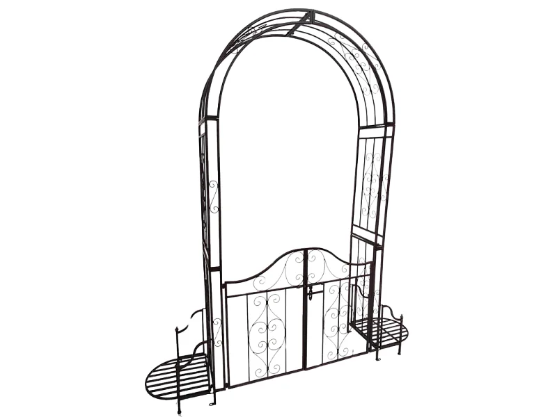 Arche/Portillon à rosiers jardin métal marron L.199 x l.40 x Ht.230 cm