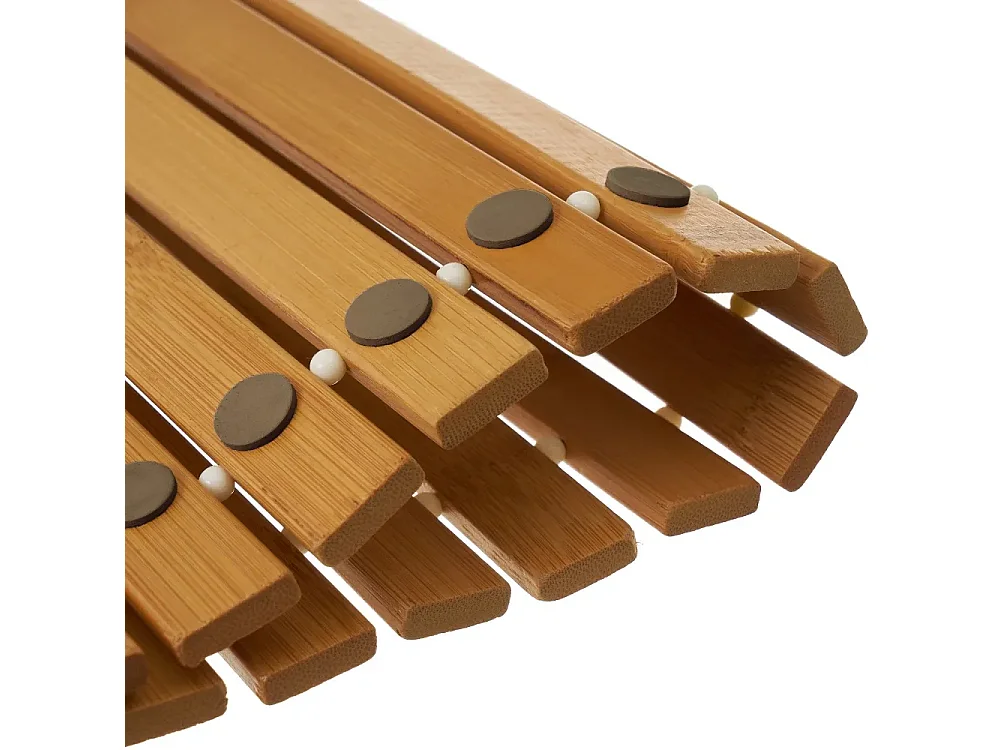 Lot de 2 tapis de bain antidérapant, tapis salle de bain en bambou coloris naturel - Longueur 59 x Profondeur 40 cm