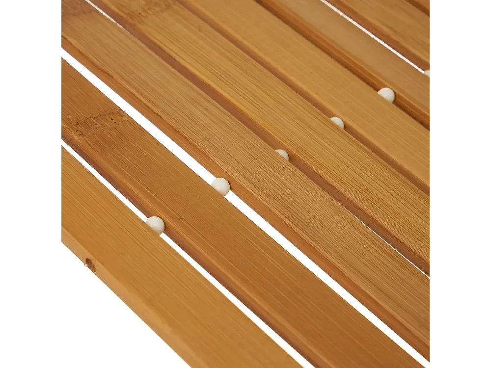 Lot de 2 tapis de bain antidérapant, tapis salle de bain en bambou coloris naturel - Longueur 59 x Profondeur 40 cm