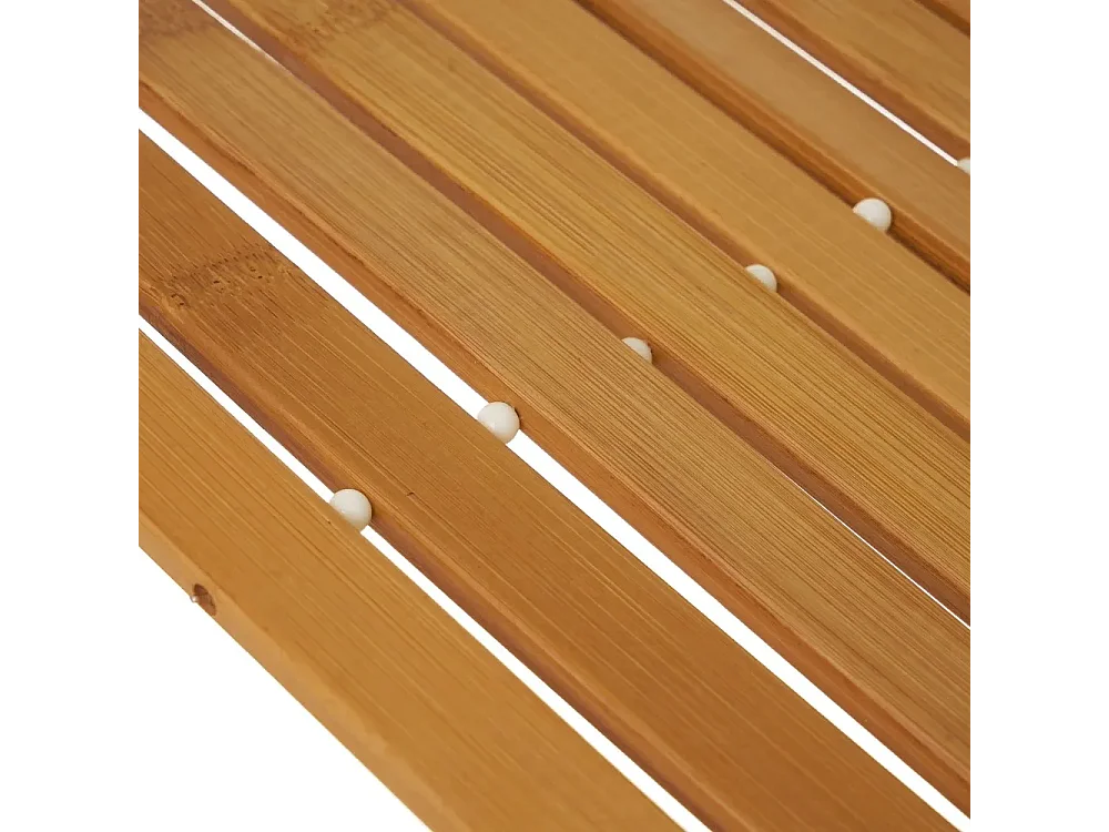 Lot de 2 tapis de bain antidérapant, tapis salle de bain en bambou coloris naturel - Longueur 59 x Profondeur 40 cm