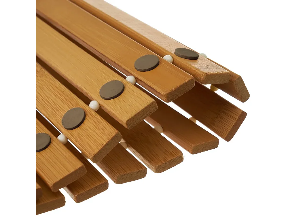 Lot de 2 tapis de bain antidérapant, tapis salle de bain en bambou coloris naturel - Longueur 59 x Profondeur 40 cm