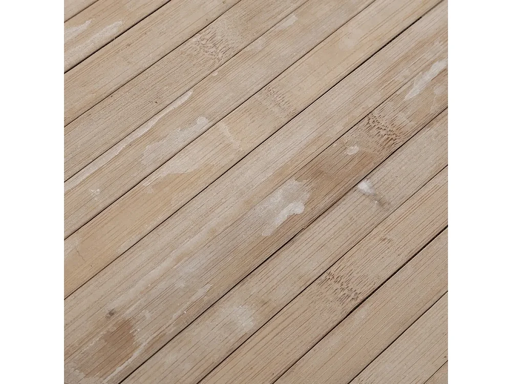 Tapis de sol antidérapant, moquette à rayures effet lavé en bambou coloris beige - Longueur 200 x Profondeur 60 cm