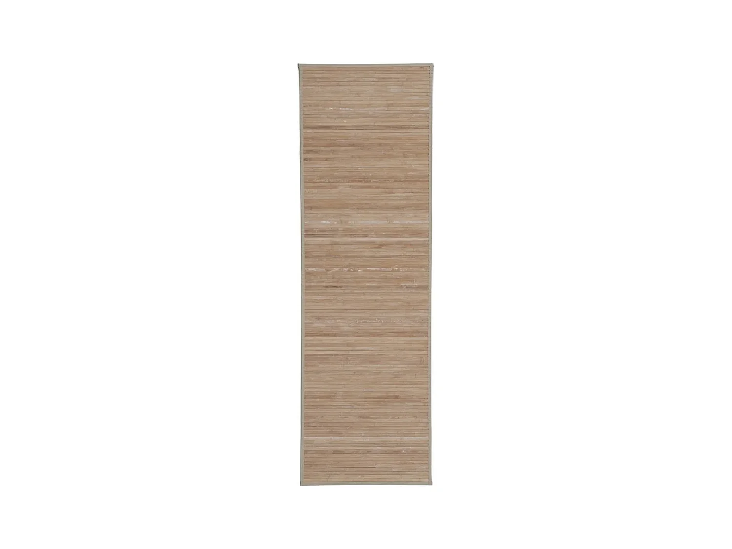 Tapis de sol antidérapant, moquette à rayures effet lavé en bambou coloris beige - Longueur 200 x Profondeur 60 cm