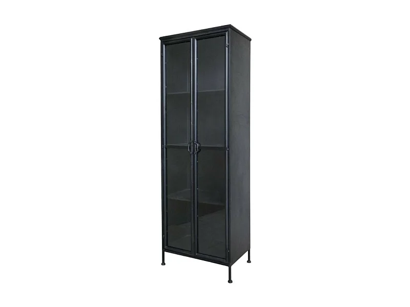 Armoire 2 portes rangement chambre salle de bain métallique noir 184cm