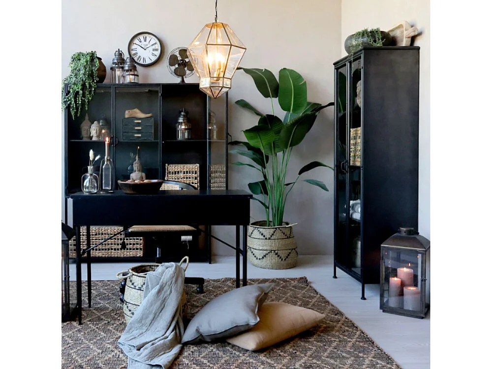 Armoire 2 portes rangement chambre salle de bain métallique noir 184cm