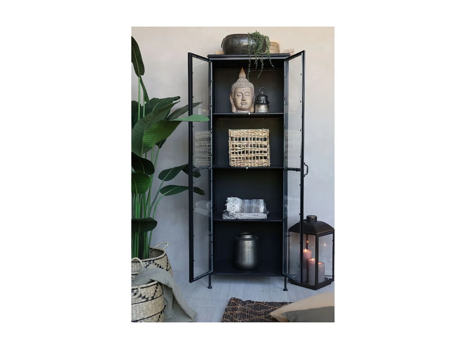 Armoire 2 portes rangement chambre salle de bain métallique noir 184cm