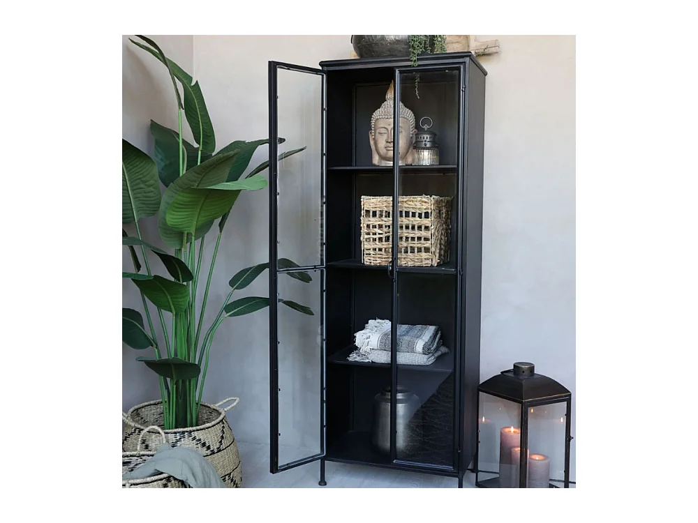 Armoire 2 portes rangement chambre salle de bain métallique noir 184cm