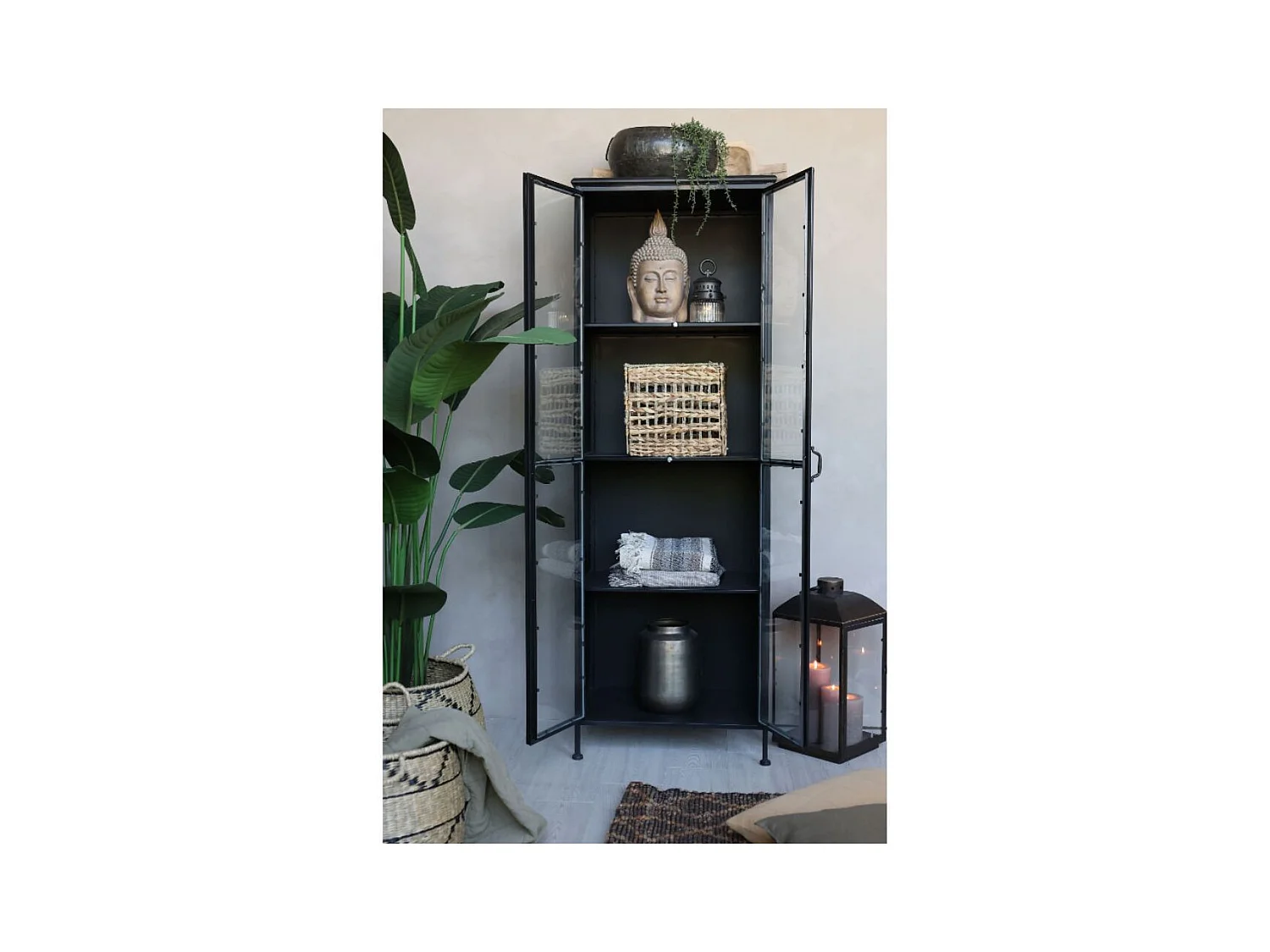 Armoire 2 portes rangement chambre salle de bain métallique noir 184cm