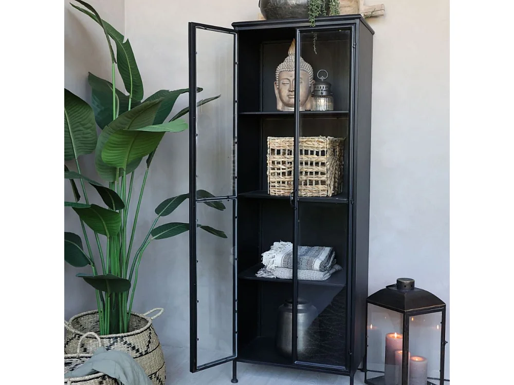 Armoire 2 portes rangement chambre salle de bain métallique noir 184cm