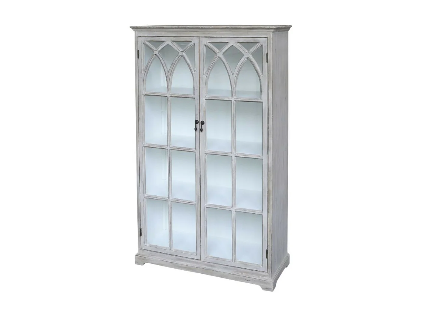 Armoire vitrine en bois de sapin et verre 90 x 37 x 154 cm
