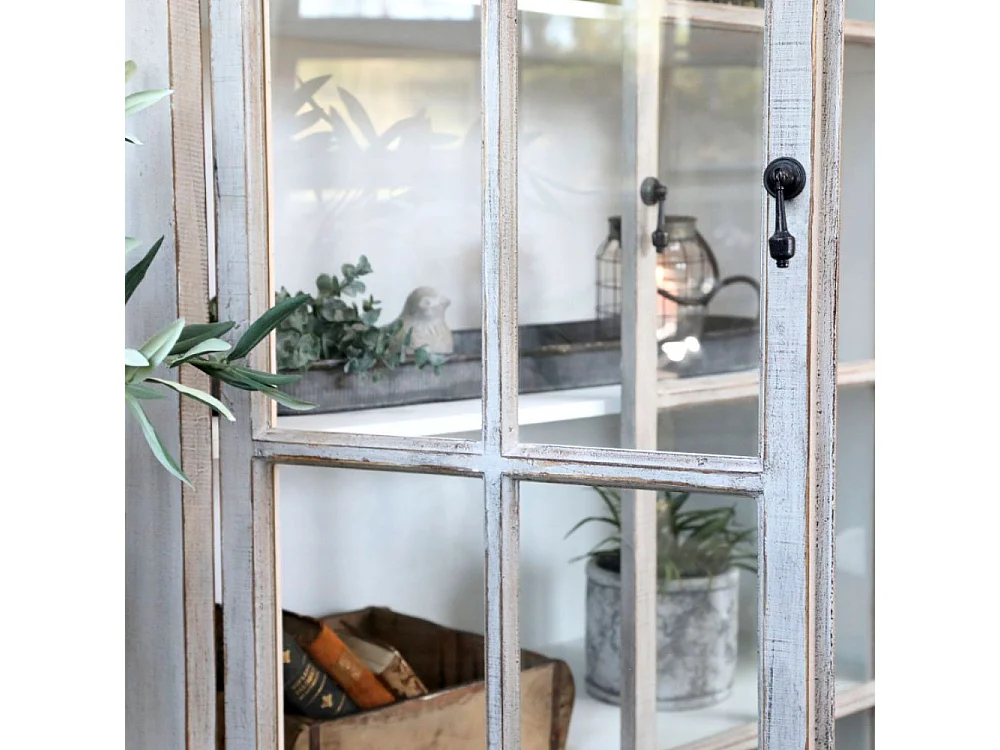 Armoire vitrine en bois de sapin et verre 90 x 37 x 154 cm
