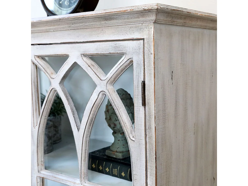 Armoire vitrine en bois de sapin et verre 90 x 37 x 154 cm