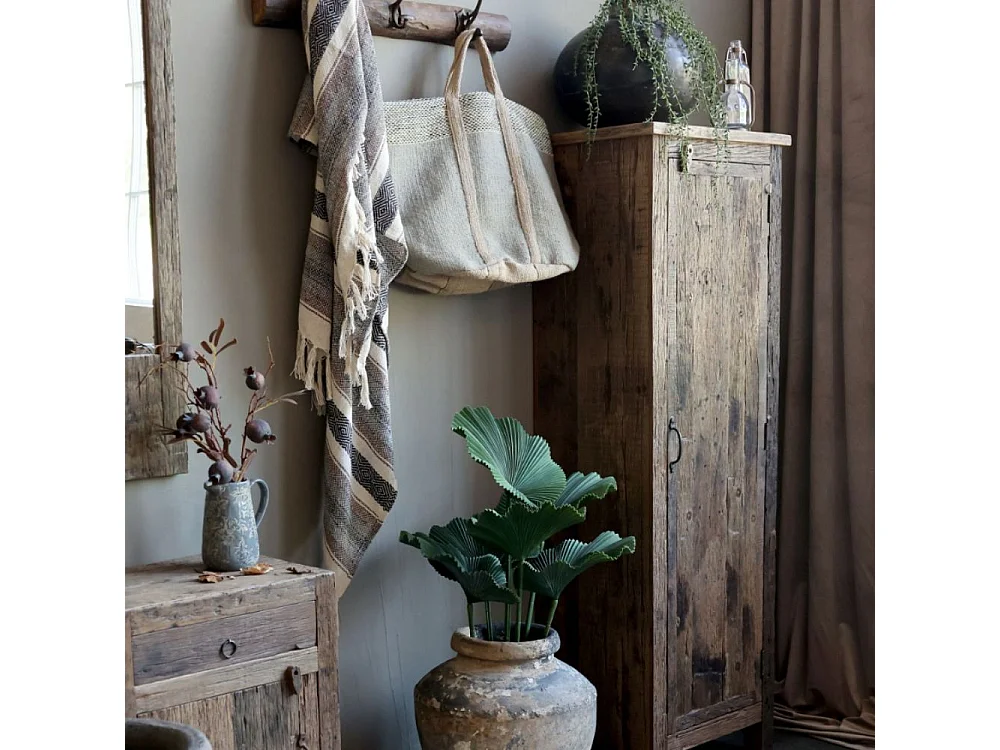 Armoire 1 porte rangement chambre salle de bain bois marron 160cm