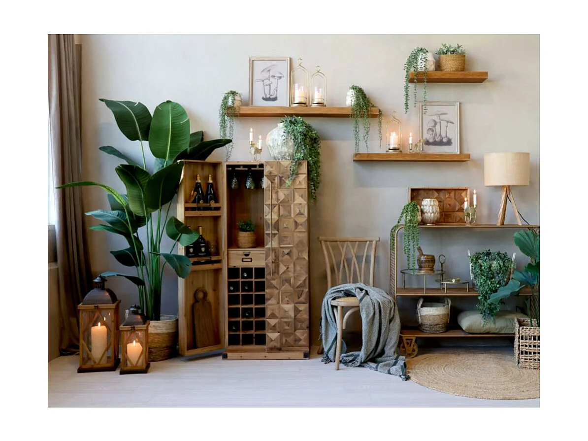 Armoire de bar desserte en bois de sapin recyclé 64.5 x 45 x 146.5 cm